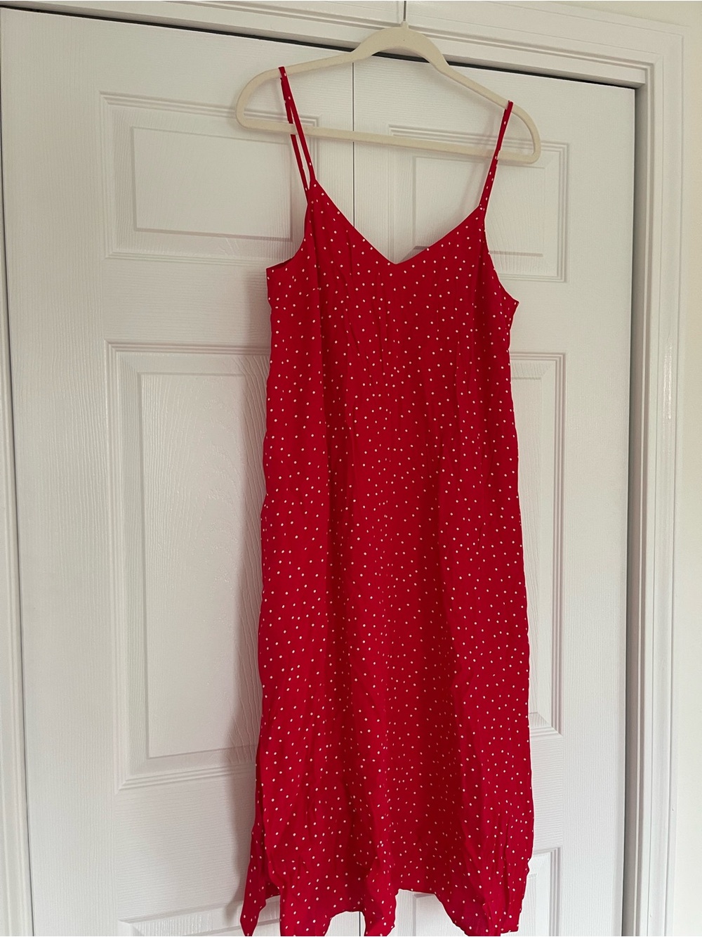 GAP Red Polka Dot Midi Slip Dress